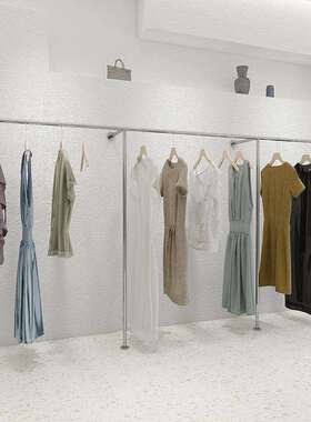 服装店衣架展示架上墙不锈钢衣服挂架挂衣架落地女装店陈列架货架