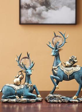 新年摆件客厅摆件高端大气上档次新中式客厅创意玄关招财葫芦福鹿