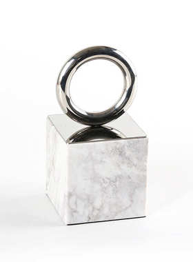 北欧轻奢大理石圆环书挡摆件样板间办公室书房高级感书靠书立饰品