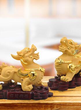 沙金工艺品纳福摆件招财貔貅家居装饰品汽车摆件貔貅镀金