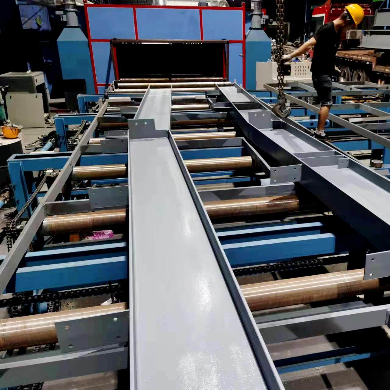 Steel structure fully automatic coating equipment equipped with drying room for 20 minutes surface drying H-shaped steel intelligent spraying production line