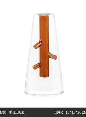 摆件北欧装饰品花瓶餐厅多枝创意设计师酒柜样板间ins风彩色玻璃