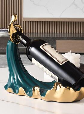 现代轻奢红酒架摆件家居客厅酒柜装饰品创意饭厅酒托陶瓷摆设礼物