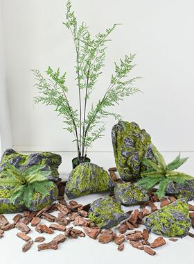 彷真青苔泡沫彷生石头森林造景室内庭院假山绿植苔藓假石道具摆件