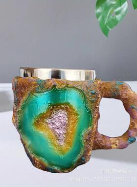 跨境新款仿Mineral Crystal Coffee Mugs仿矿物树脂水晶咖啡杯