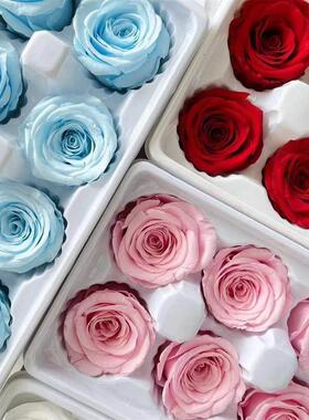 保存花材料B级4-5cm玫瑰头8盒DIY熊玻璃盖不朽玫瑰礼盒不染色花