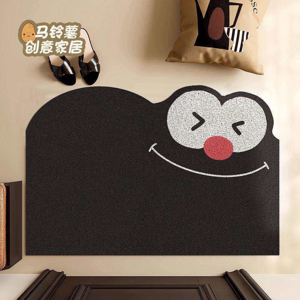 Cartoon black entrance floor mats for home entrance door anti-slip mats can be cut with wire circles to rub soil and scrape mud carpets
