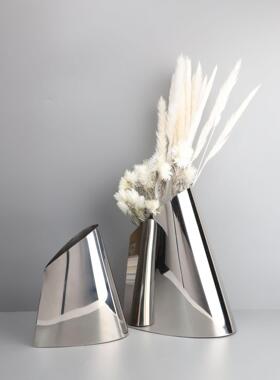 现0693代样轻奢锥形不锈钢插花器摆件售茶几板间客厅楼部家居花装