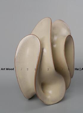 空气现代简单抽象曲线白色陶瓷雕塑样板房售楼处酒店艺术饰品