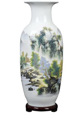 鸡毛撢子收纳瓶陶瓷器彷古青花瓷大花瓶摆件客厅富贵竹插花