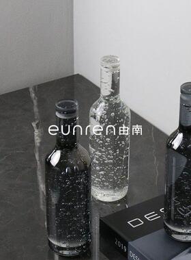 简约现软装饰品透明酒软装饰品花束插花样板房间桌面摆件