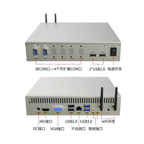 倍控I7-10510U J1900迷你型电脑主工控机6六串口RS232酷睿I3I5I7 - 图0