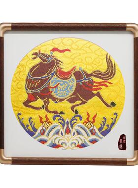 云锦非遗文化新中式南京文创胡桃木桌面摆件送长辈送领导礼品商务