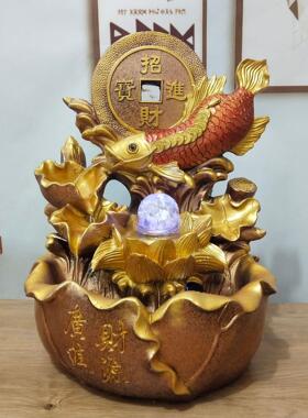 创意招财客厅龙鱼摆件室内盆景办公室装饰树脂工艺品摆设