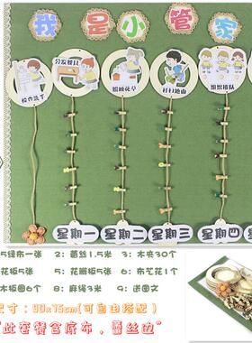 幼儿园教室墙面环创装饰材料环境布置森系创意值日生主题墙黑板报