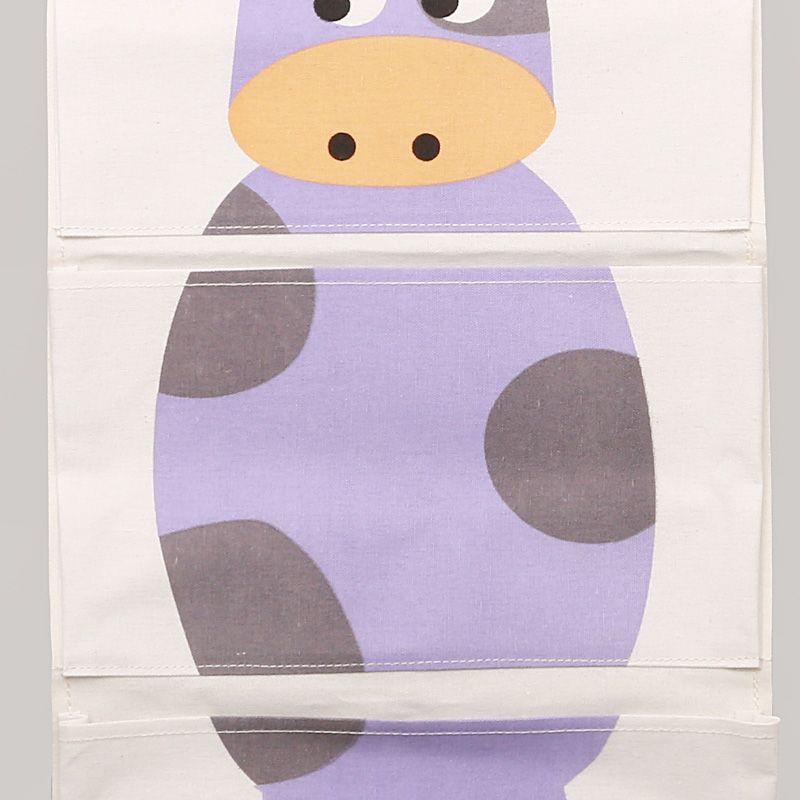Home hanging bag storage bag wall hanging cartoon animal cotton and linen fabric art door wall hanging three pocket storage bag
