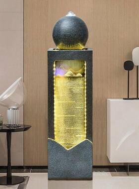 中式流水招财喷泉摆件风水球客厅室内装饰落地开 业送礼循环加湿