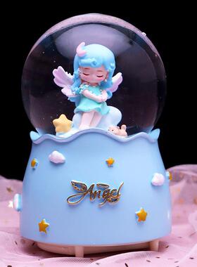 寻梦天使水晶球八音盒少女心小夜灯装饰音乐盒学生创意礼物摆件