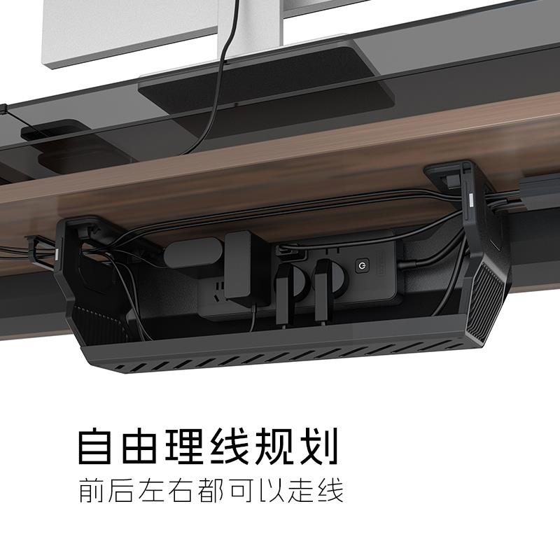 cxno桌下理线盒免打孔电线插排收纳架拖线板隐藏走线电脑桌理线器 - 图2