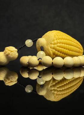 大号玉米文玩实心竹雕刻玉米手把件竹雕龙血金丝竹手盘把玩件配饰