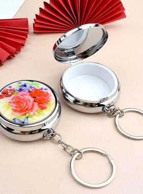 牡丹花首饰盒钥匙扣药盒装饰摆件