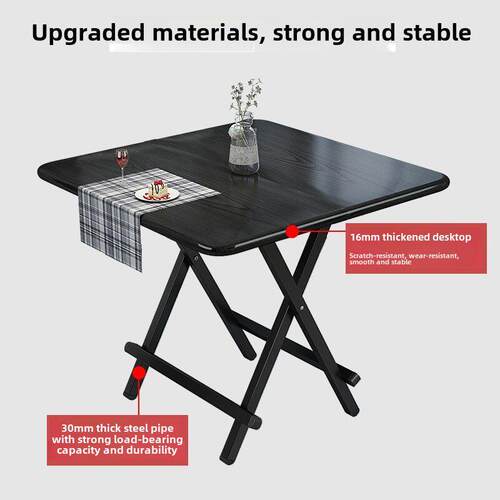 Folding table household simple square dining desk chair - 图1