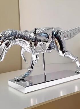 新款直销树脂工艺品电镀霸王龙机械恐龙客厅摆件 客厅软装饰品