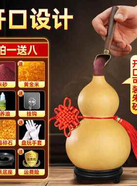 开口天然葫芦摆件带龙头木塞葫芦挂件真葫芦门对门吉祥结家居客厅