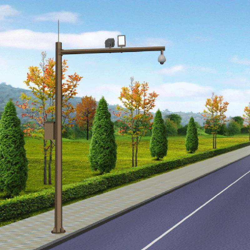 Manufacturer's double-arm traffic monitoring pole electronic monitoring pole signal pole camera hot-dip galvanized octagonal monitoring