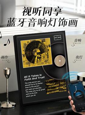 潮流唱盘音响画轻奢风铝合金音乐相框小众艺术桌面摆画定制装饰画