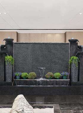 客厅庭院石头水幕墙景观假山流水喷泉装饰景观造景墙影壁墙大摆件