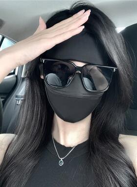 黑色透晒面罩女XFGdq9Ge夏季薄款防全脸防紫外丝线脸基尼遮阳气开