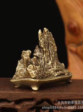 直销新款古玩铜器实心山型摆件老铜山峰笔架家居书房办公桌面茶宠
