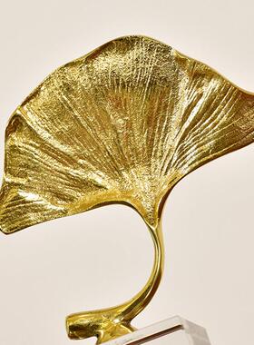 新中式客水晶饰铜银杏摆件家创意居家用110厅装饰玄关装品工艺品