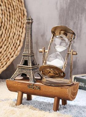 创学意复古桩1027巴黎铁塔沙漏件生礼物木摆质树沙漏装饰摆件厂家