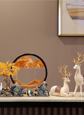 水漏晶发中财树流沙画创意摆件沙新式客厅饰禅意玄关酒柜X解压装