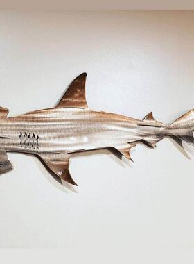 海洋动物壁挂公园摆件鲨鱼铁艺工艺装饰品不锈钢家居金属外贸跨境