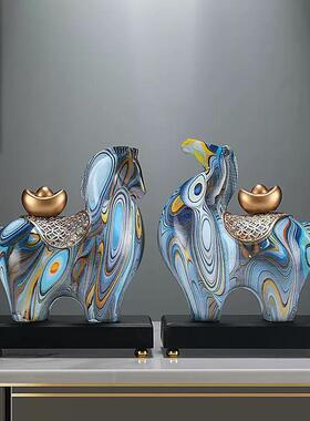 色马上钱马彩摆件高档办公室装饰品玄关客厅电视迁柜NCB有乔开 业