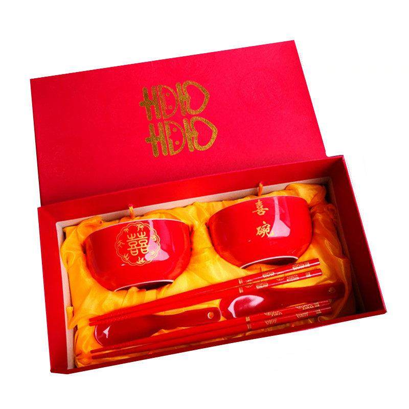 龙凤碗陶瓷红碗结婚碗筷套装中式喜字高脚碗餐具陪嫁用品婚庆礼品,淘宝优惠券,粉丝福利购,淘宝优惠卷