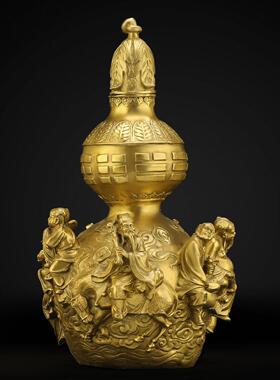 铜铜葫芦摆件八仙葫芦开盖葫芦八仙过海葫芦工艺礼品摆饰