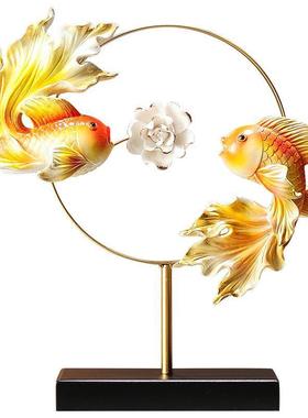 年年有余家居客厅电视酒柜办公室玄关装饰品招财摆件乔迁新居礼品