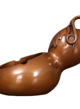 紫铜葫芦烟灰缸摆件办公室桌面烟缸创意商务礼品家居室内工艺品