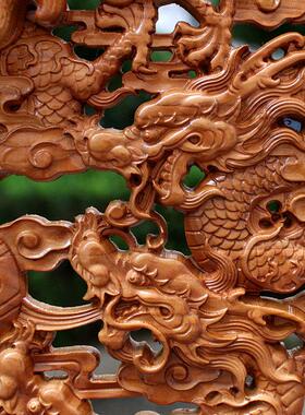 桃木九龙献瑞九龙戏珠九龙壁挂件摆件木雕玄关客厅店铺开业新居