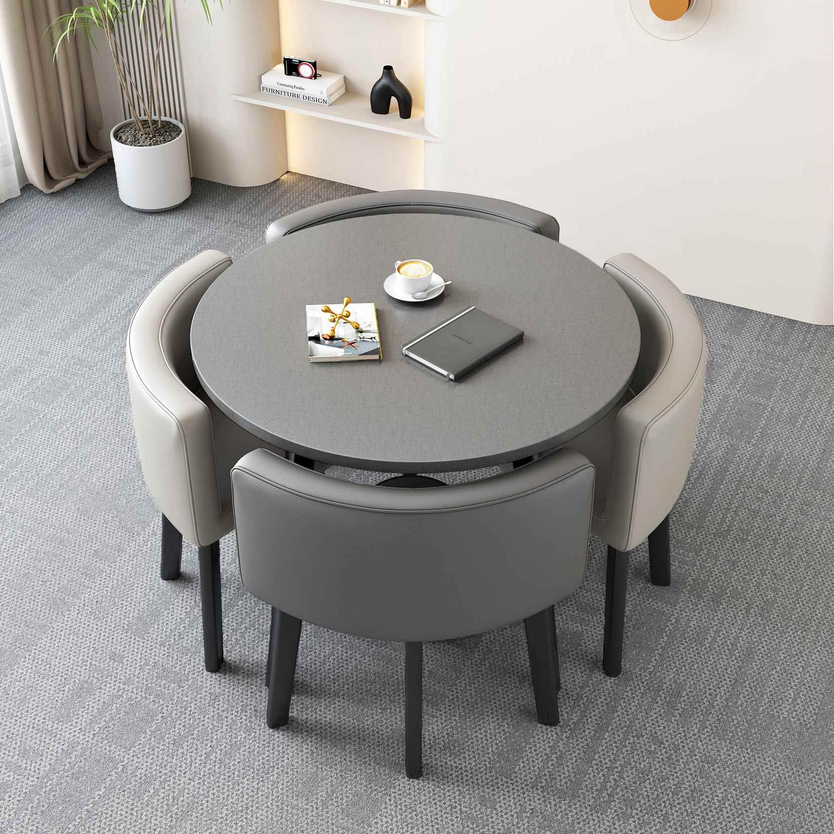 Simple negotiation table and chair combination shop store reception table and chair set leisure reception milk tea small round table