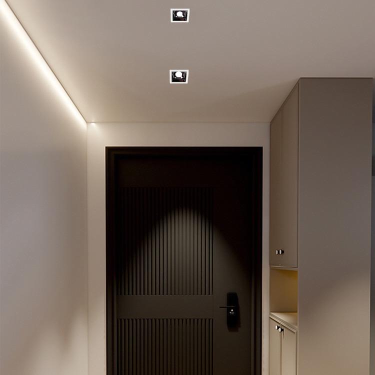 Grille spotlights, double-headed, three-headed bold lamps, embedded smart home decoration commercial ceiling lamps without main lights, square downlights