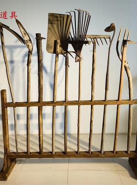 民俗老物件老式风车木文犁具复古82602997怀旧农耕化推老背箩车影