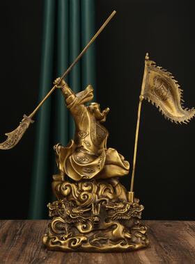关公关二爷大号摆件纯黄铜武财神家用客厅关羽武圣关公像商铺开业