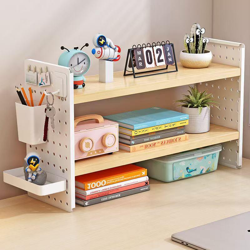 Hole board desktop storage rack dormitory desk bookshelf home study desk office desk multi-layer storage display rack