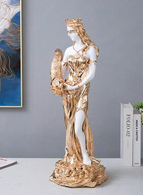 财富雕女神居摆件欧式轻奢美女人ST377物塑样板财间客厅家装饰品