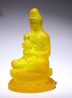 日本品质琉璃送子观音娘娘家用款客厅摆件坐莲观世音菩萨佛像佛堂